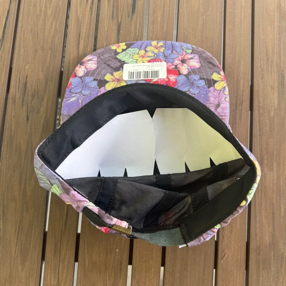 TOMS Unisex Tropical Five-Panel Cap Floral Print Purple Flat Brim Hat